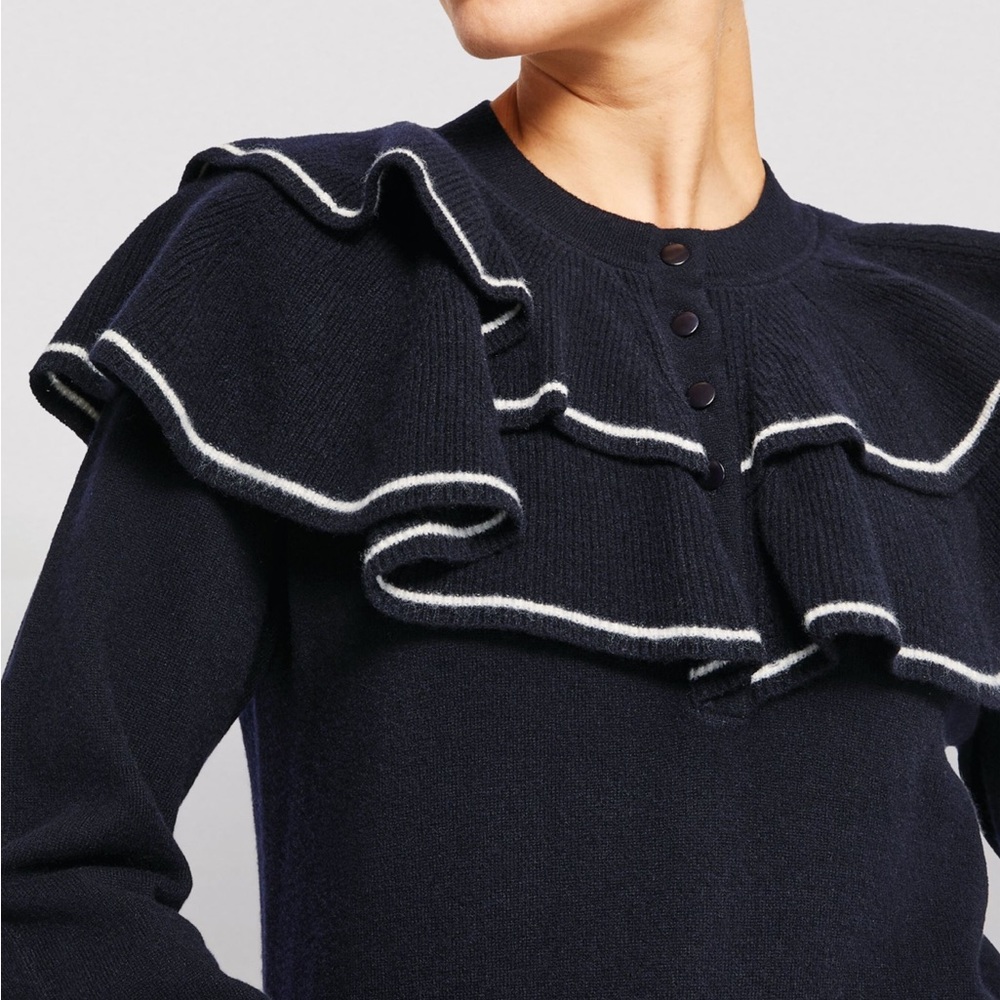 SANDRO Wool Ruffled Sweater - Picture 2 of 4